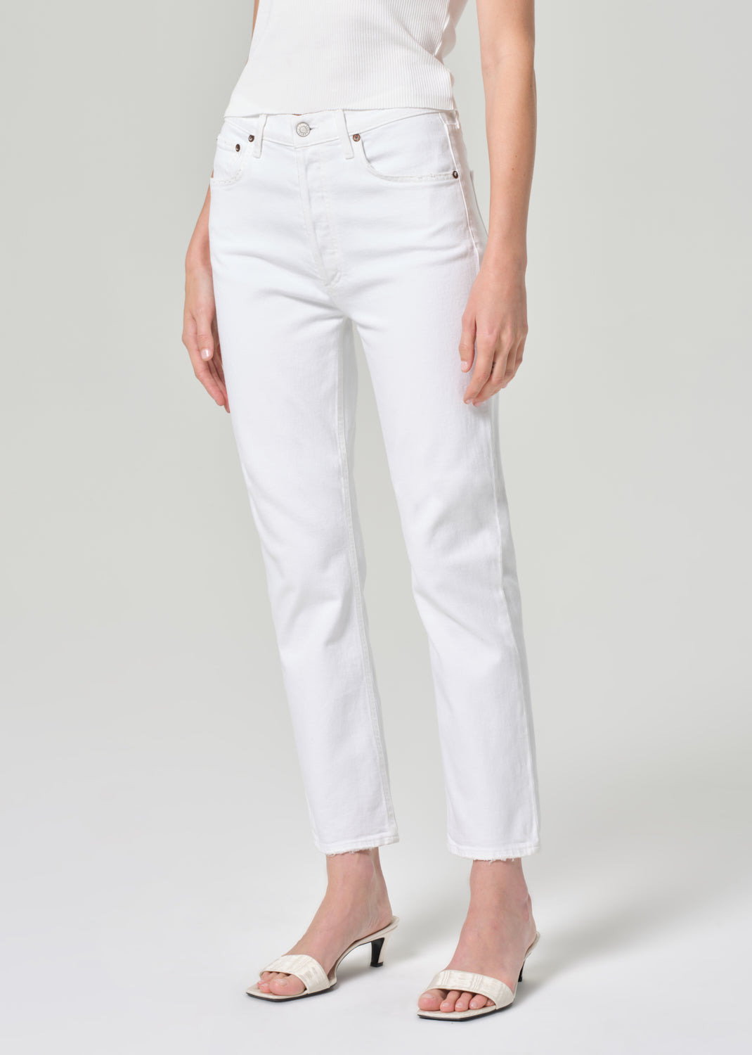 RILEY HIGH RISE STRAIGHT CROP (STRETCH) IN SOUR CREAM - 5