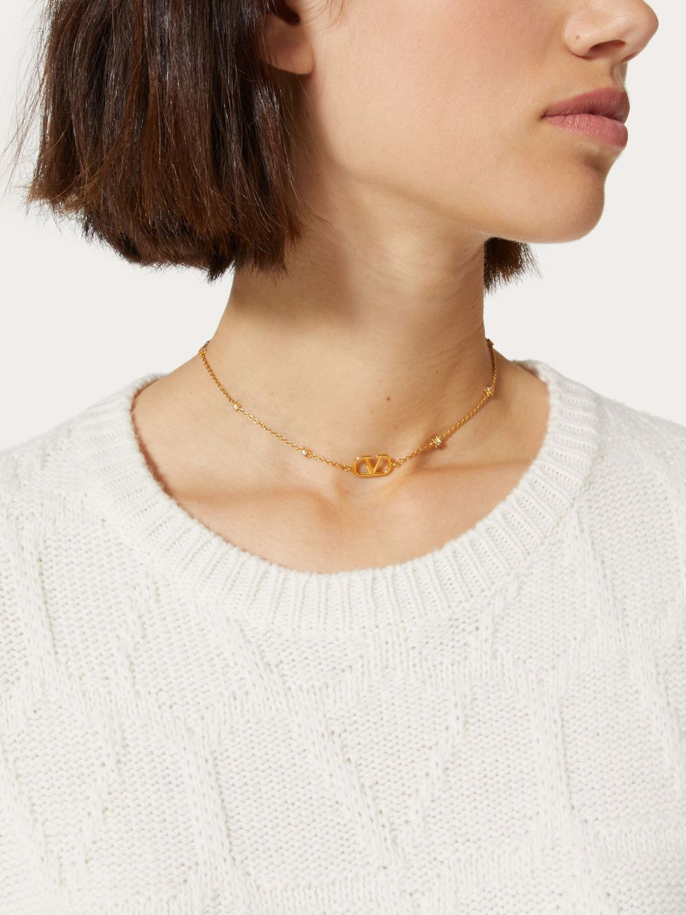 VLogo Signature crystal-embellishment necklace - 5