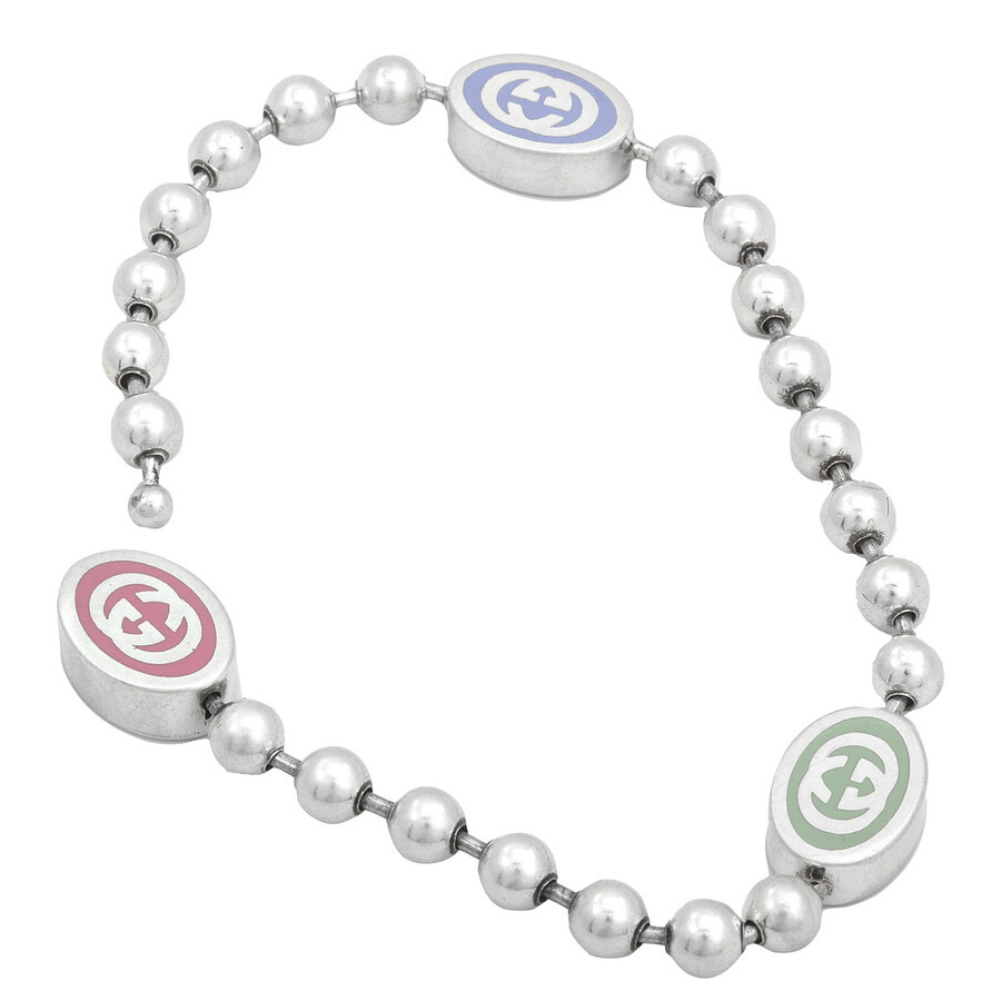 Gucci Sterling Silver And Enamel Boule Chain Interlocking G Bracelet - 3