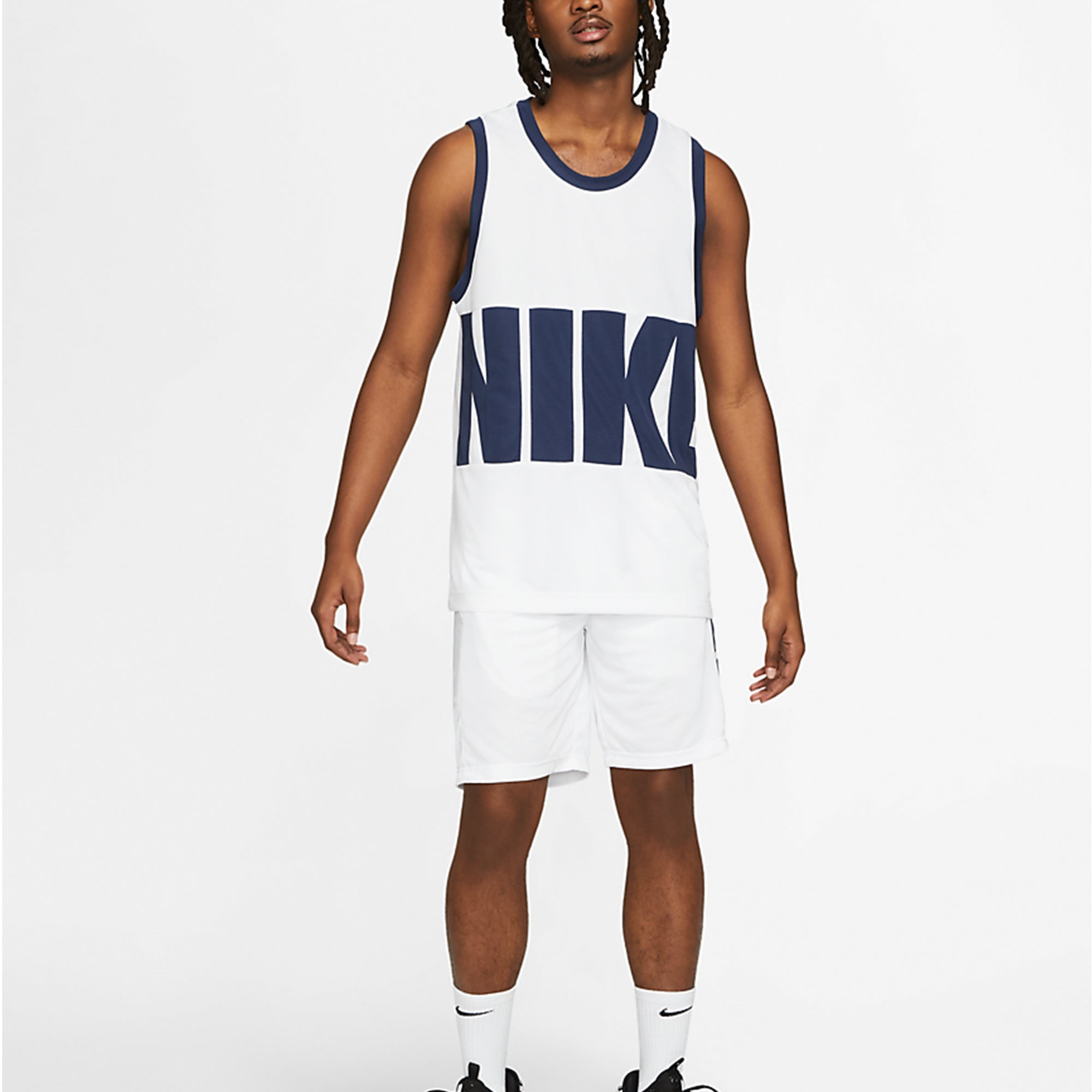 Nike Letter Big Logo Sports Basketball Vest Men's White DA1042-100 - 5