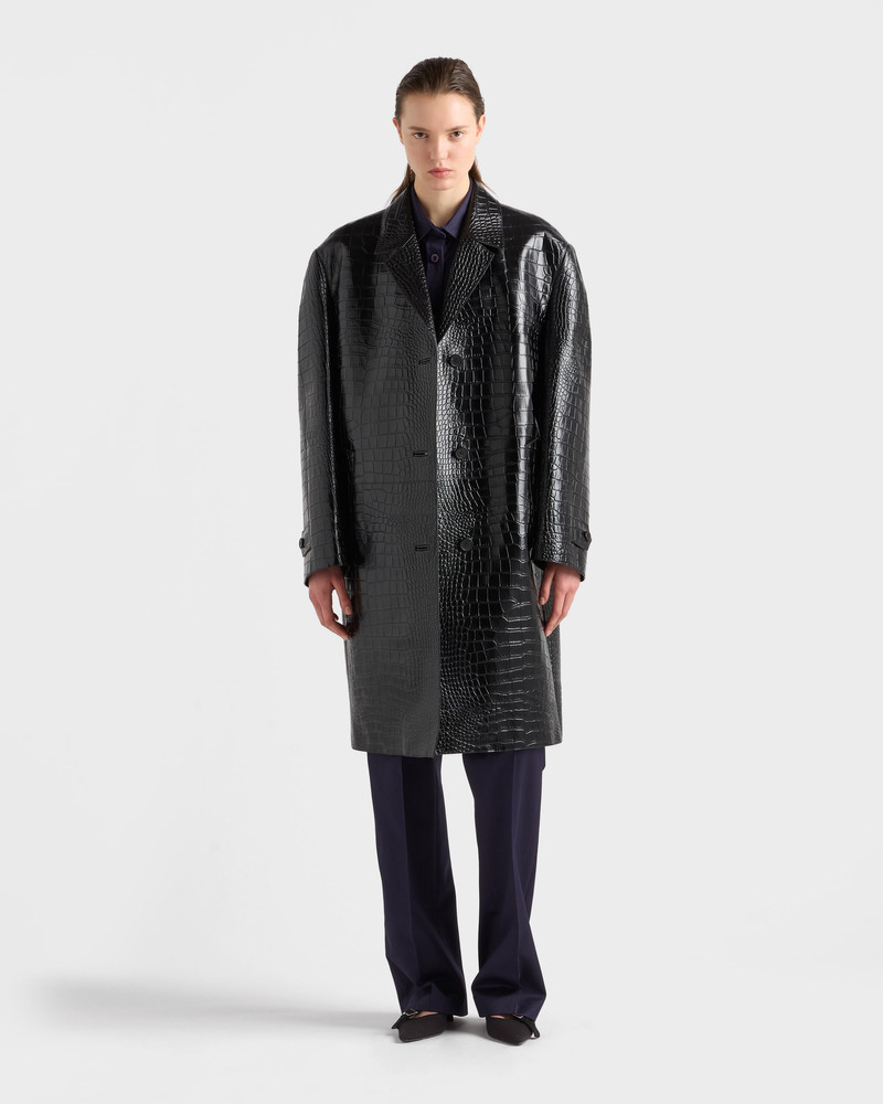 Prada Croco-print leather coat outlook
