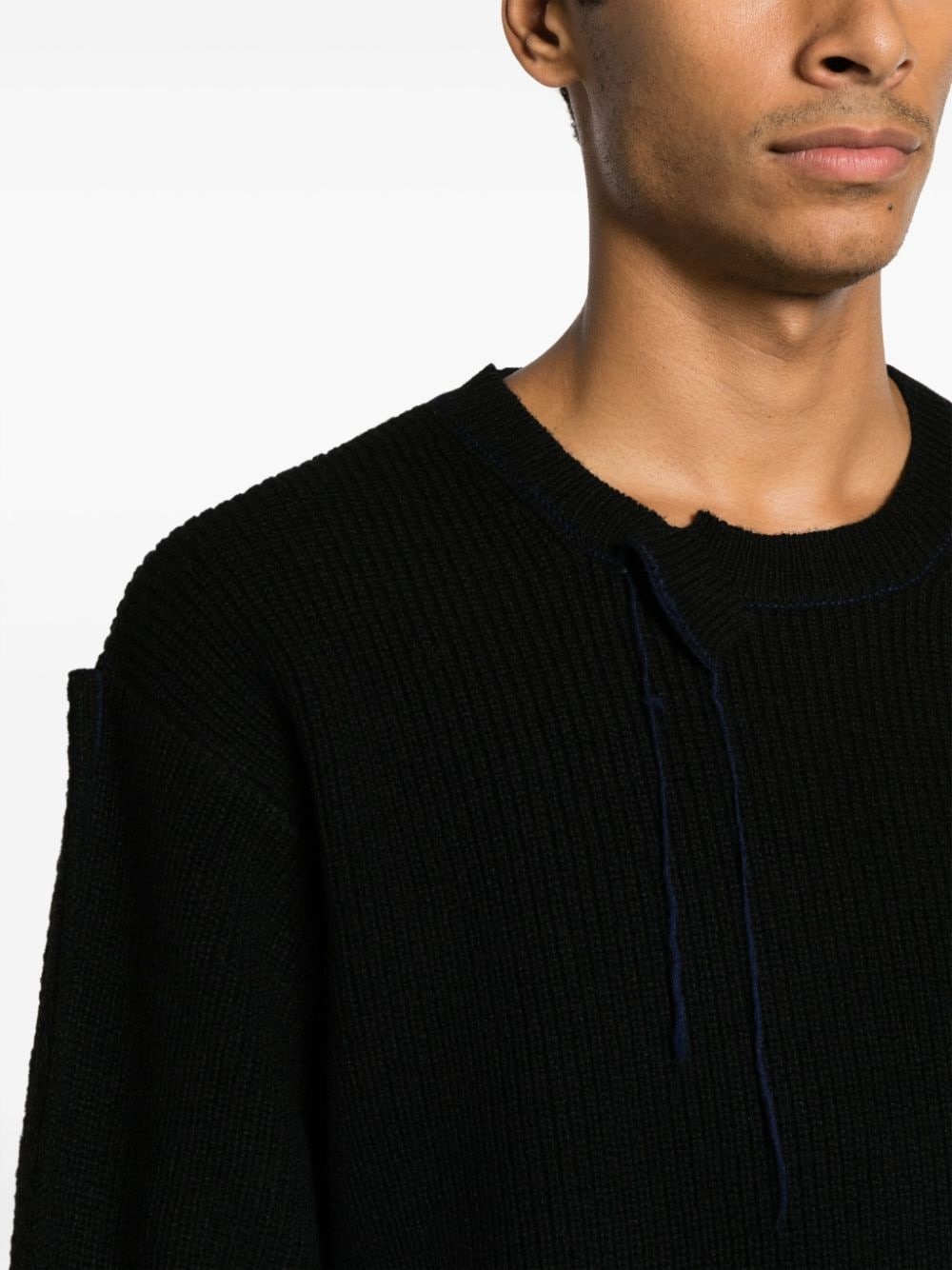 asymmetric-neck drop-shoulder jumper - 5