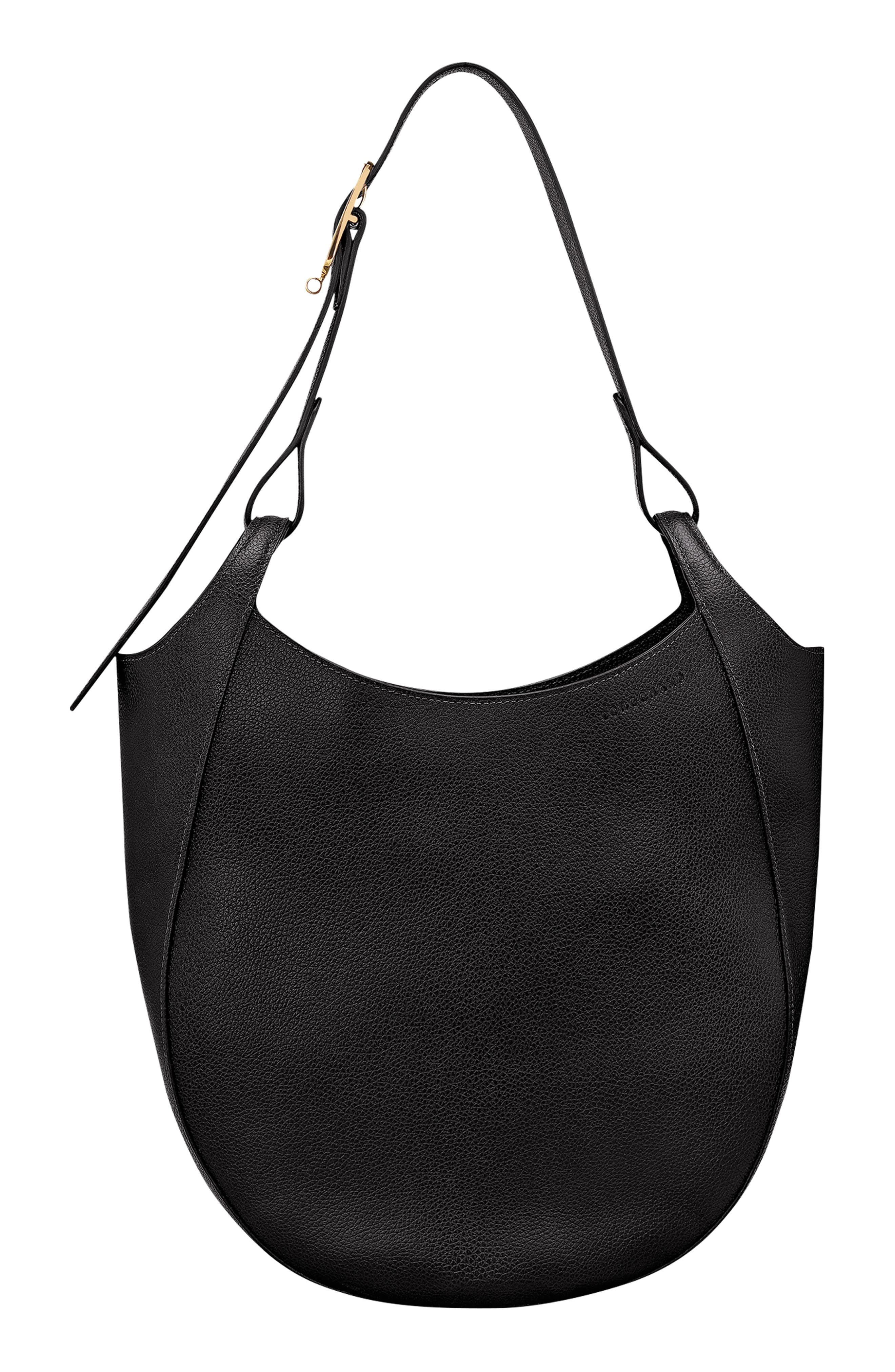 Longchamp Large Le Foulonne Leather Hobo Bag in Black at Nordstrom - 1