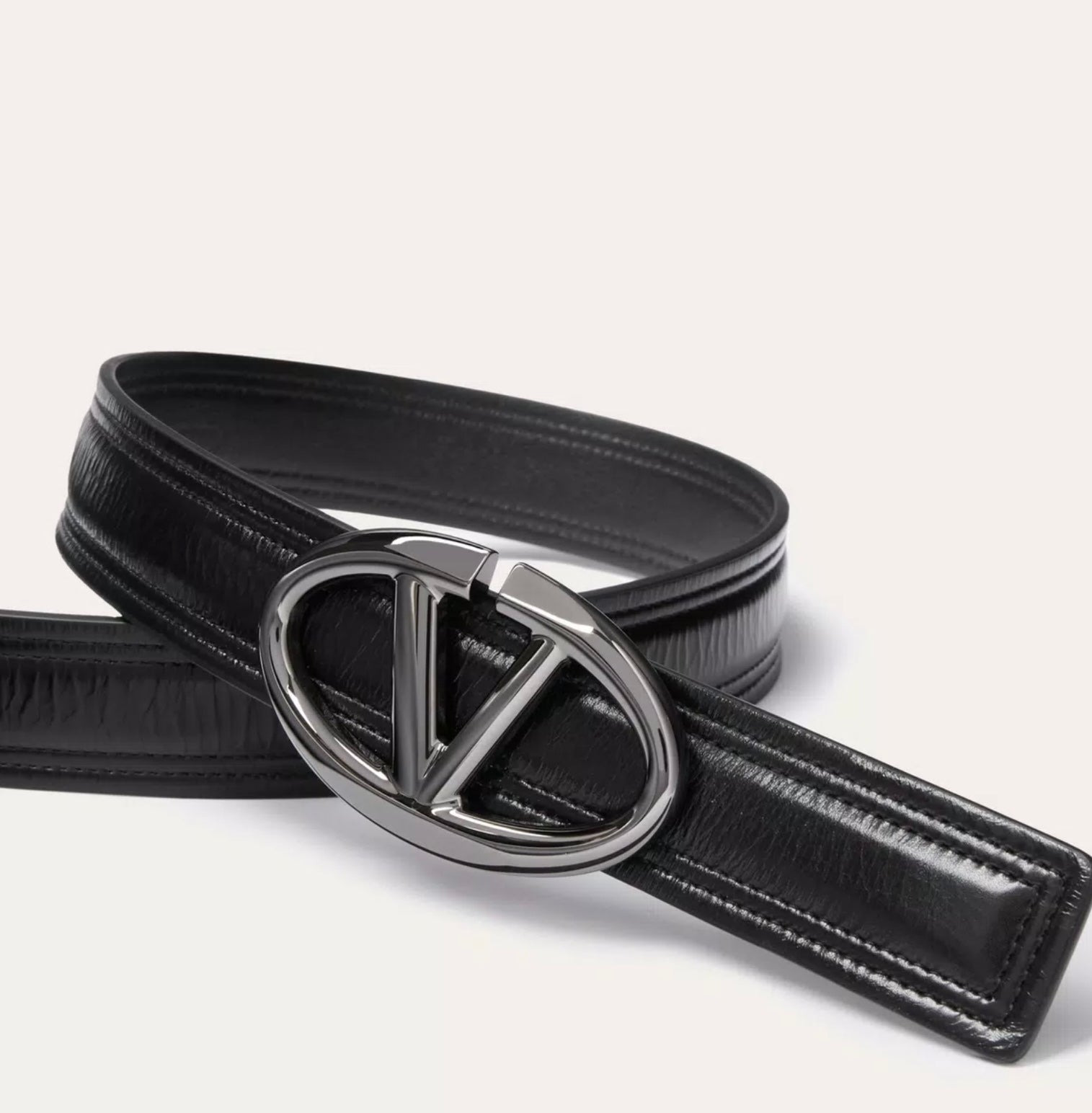 Valentino The Bold Edition Vlogo Shiny Calfskin Belt 30 Mm - 2