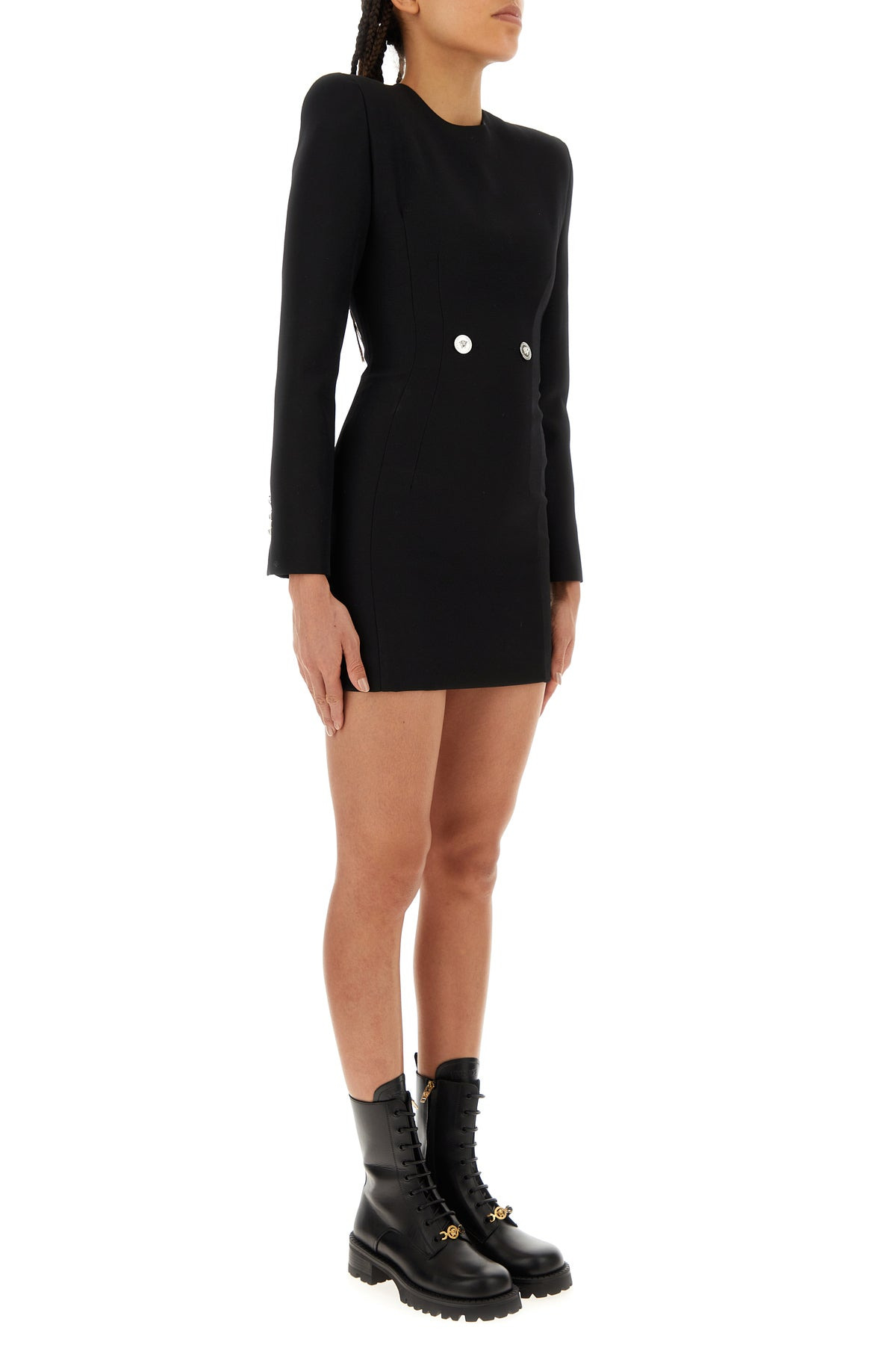 Black grain de poudre mini dress - 3