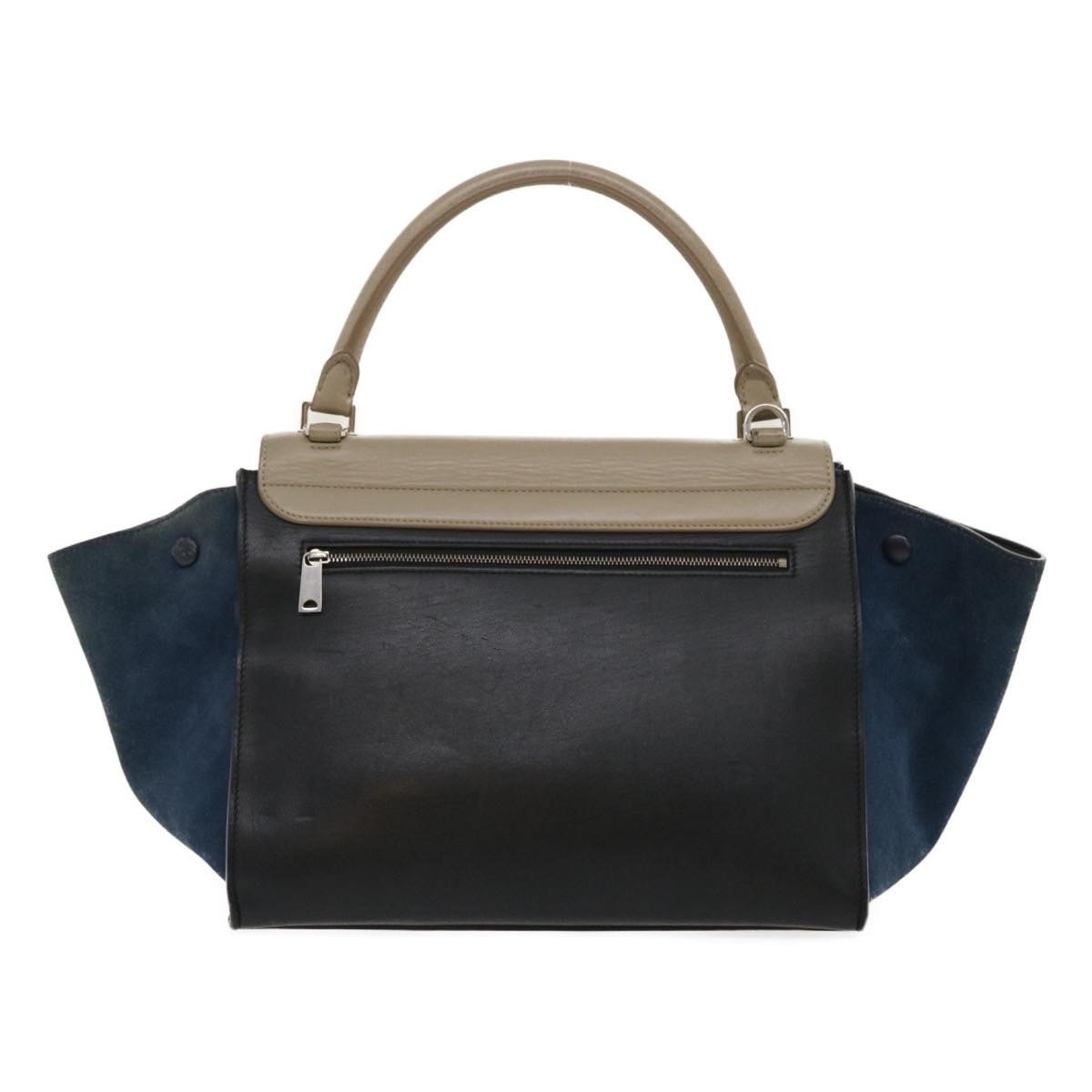 CELINE Hand Bag Leather Suede Gray Navy - 2