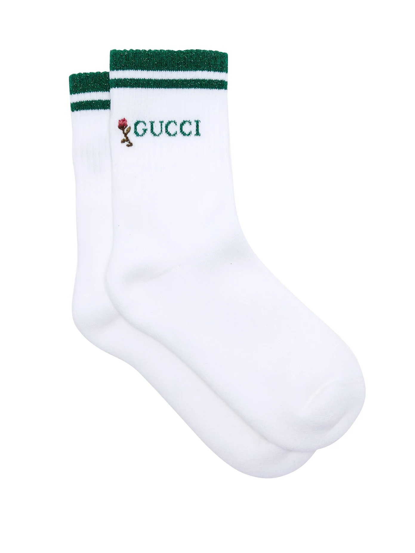 Rose-embroidered cotton-blend ankle socks - 1