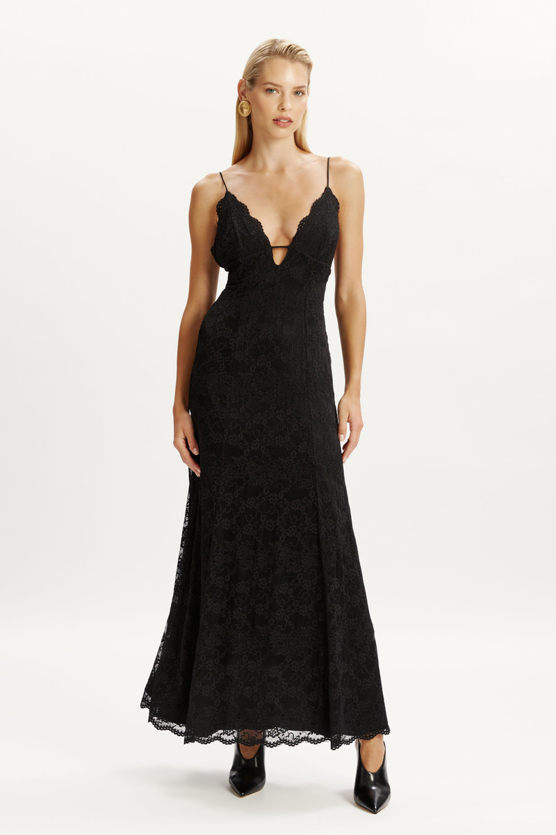 BARDOT Sabrine Lace Maxi Dress In Acid Black outlook