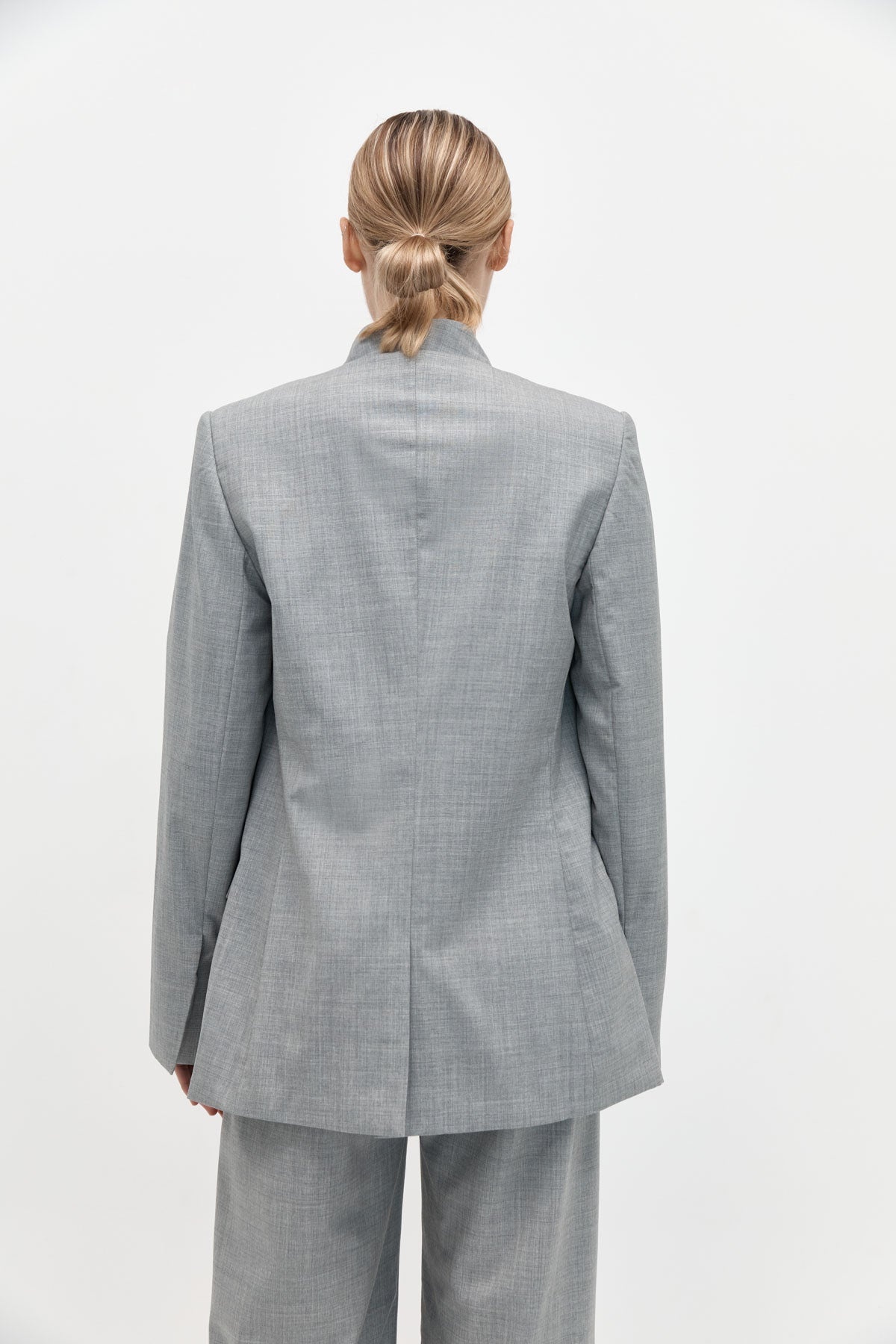 Shawl Collar Blazer - Grey - 4