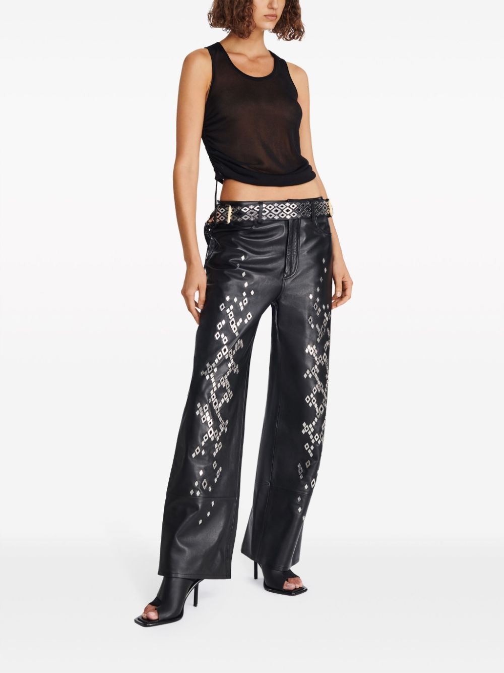 studded leather trousers - 3