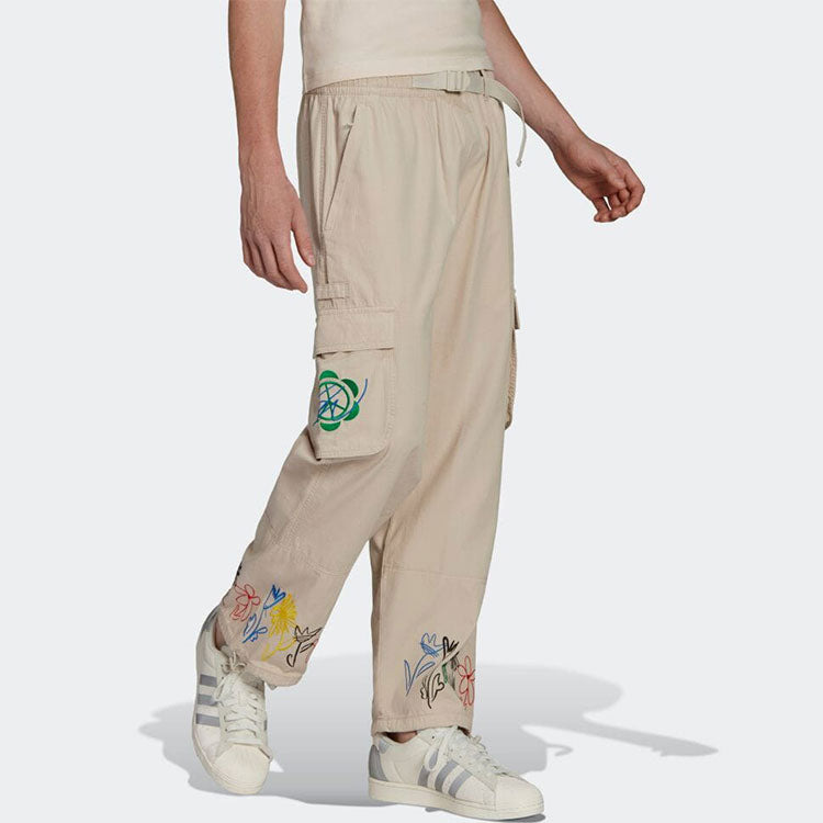 adidas x Sean Wotherspoon Flowers Embroidered Cargo Pants 'Light Brown Beige' HI3305 - 4