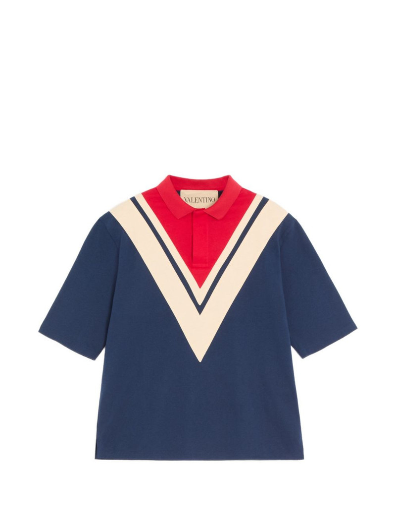 cotton polo shirt with inlaid-V 1