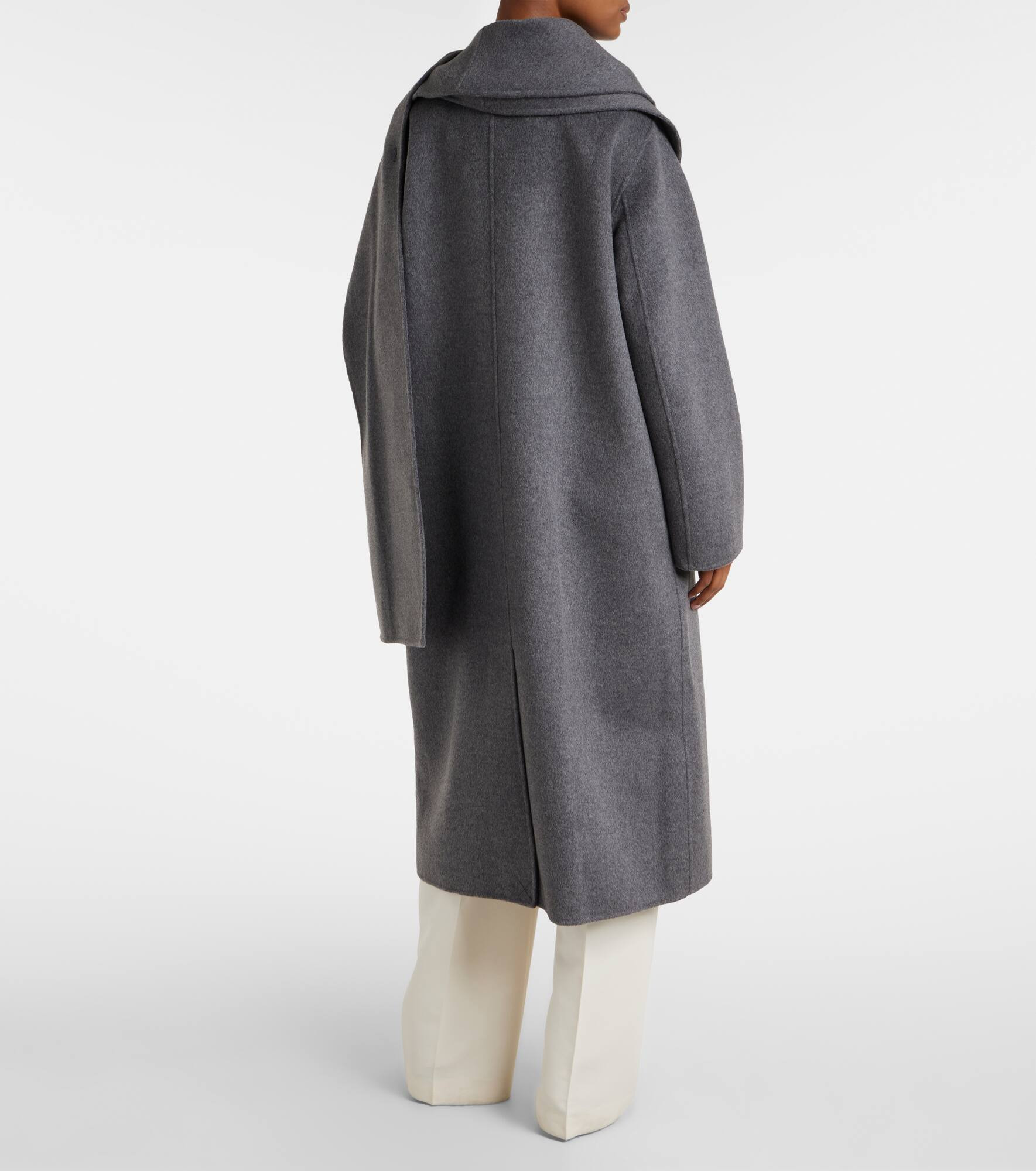 Scarf-detail wool and cashmere coat - 3