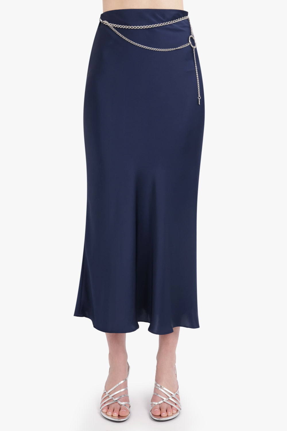 CHAIN DETAIL MAXI SKIRT | DEEP NAVY - 3