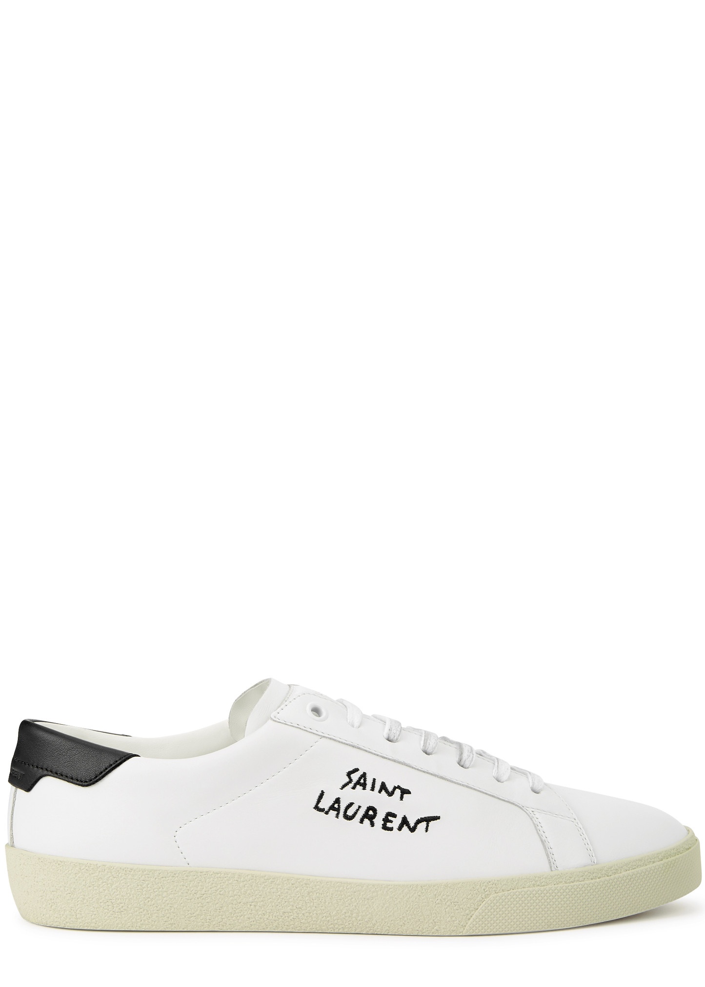 Logo-embroidered leather sneakers - 1