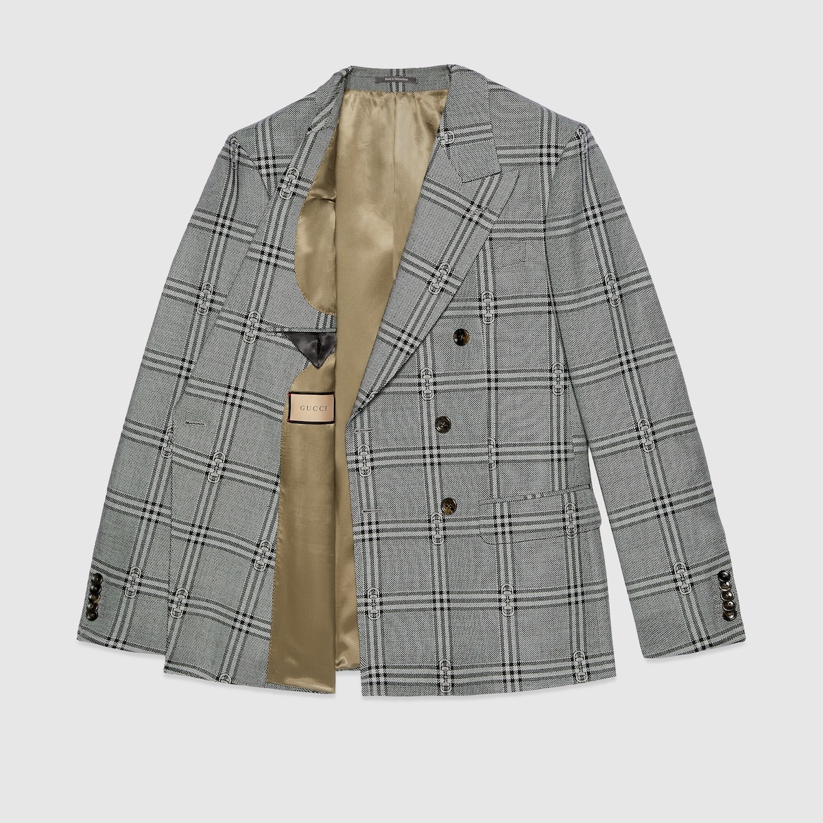 Horsebit check wool jacket - 7