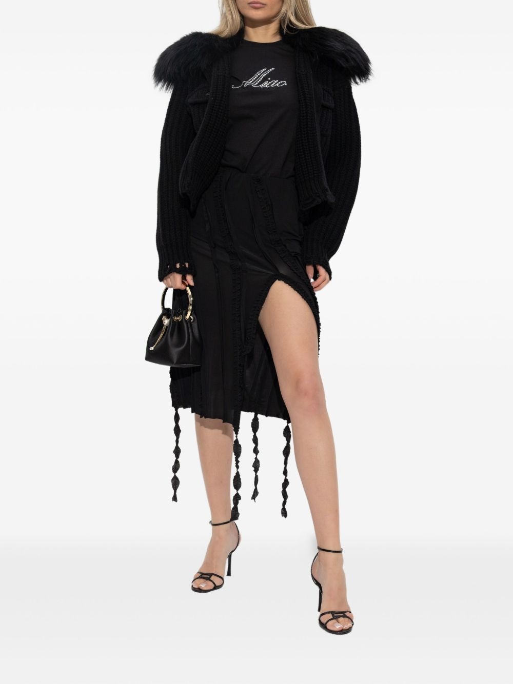 faux-fur-trim button-up jacket - 2