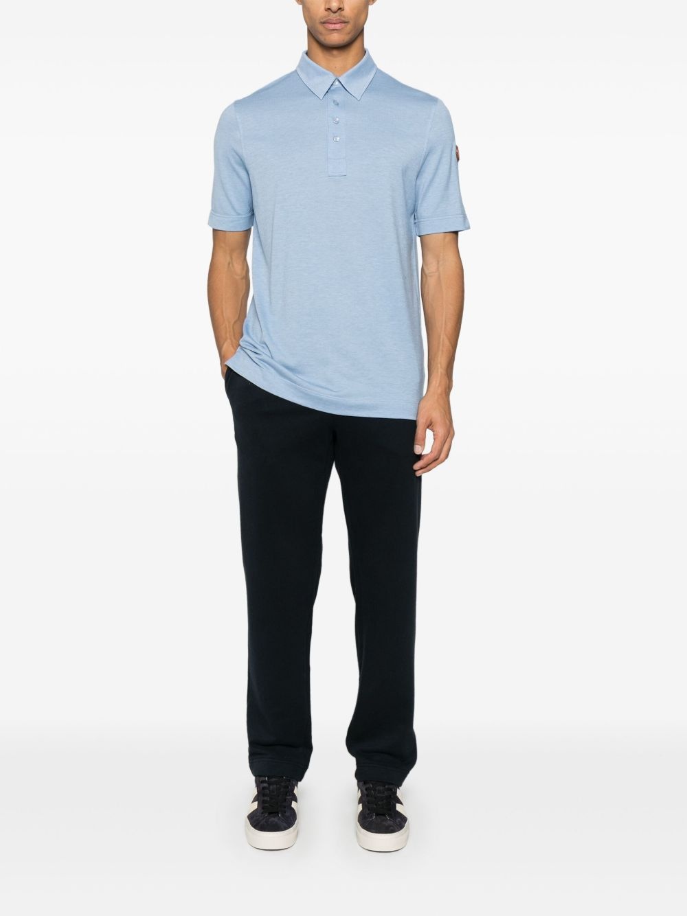 double leather-logo polo shirt - 2