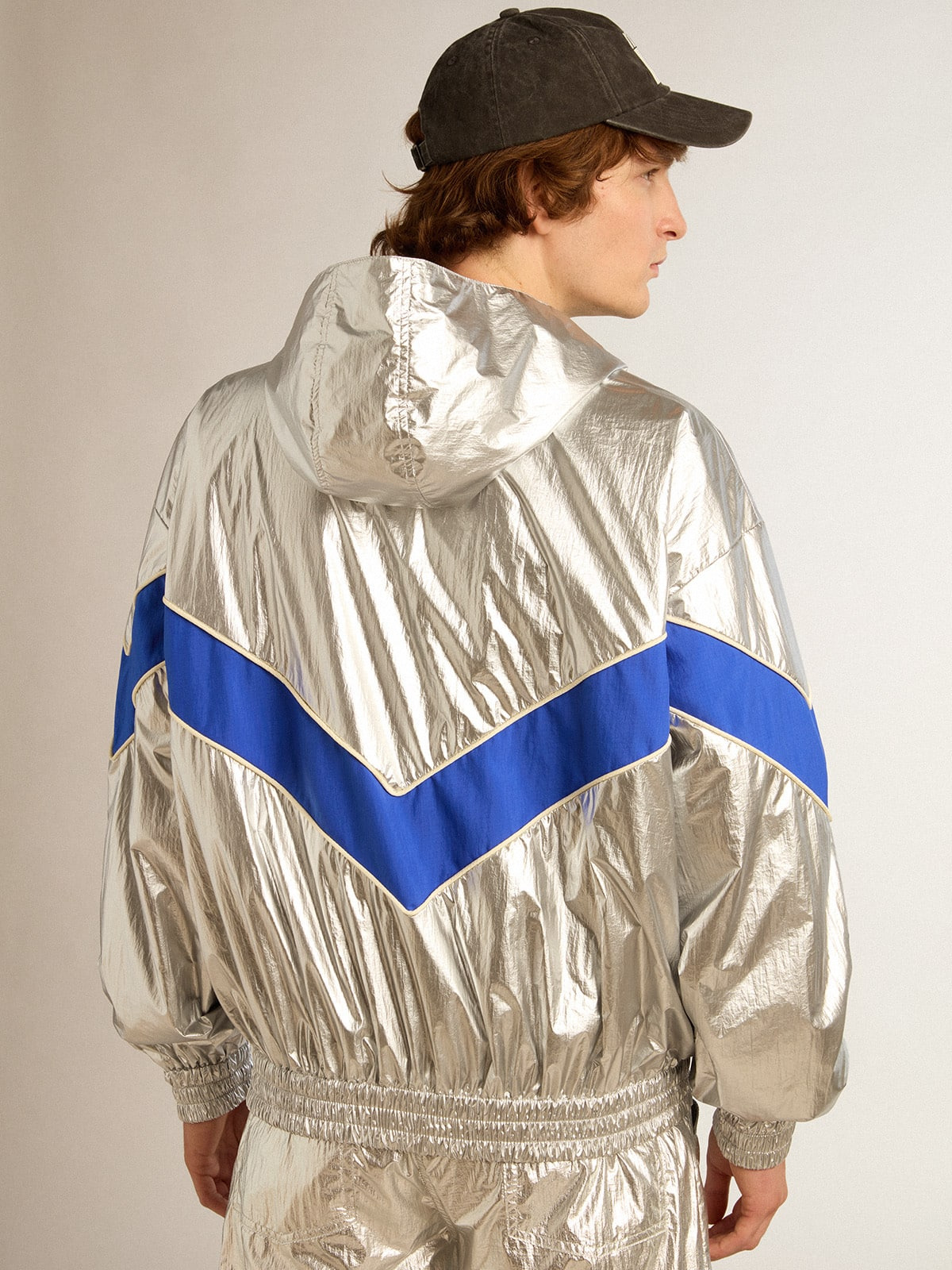 Men's windcheater in silver technical fabric - 4