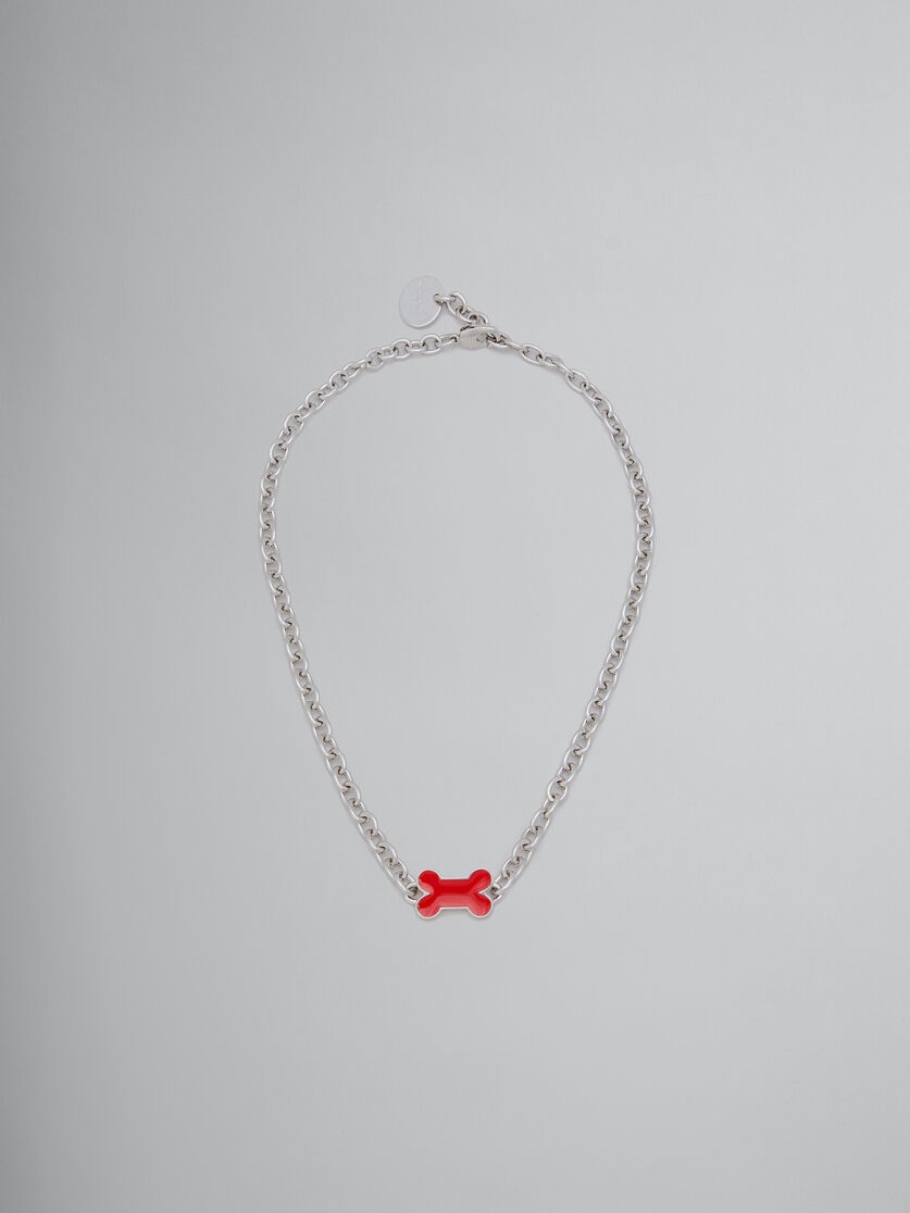 CHAIN NECKLACE WITH RED ENAMELLED BONE - 1
