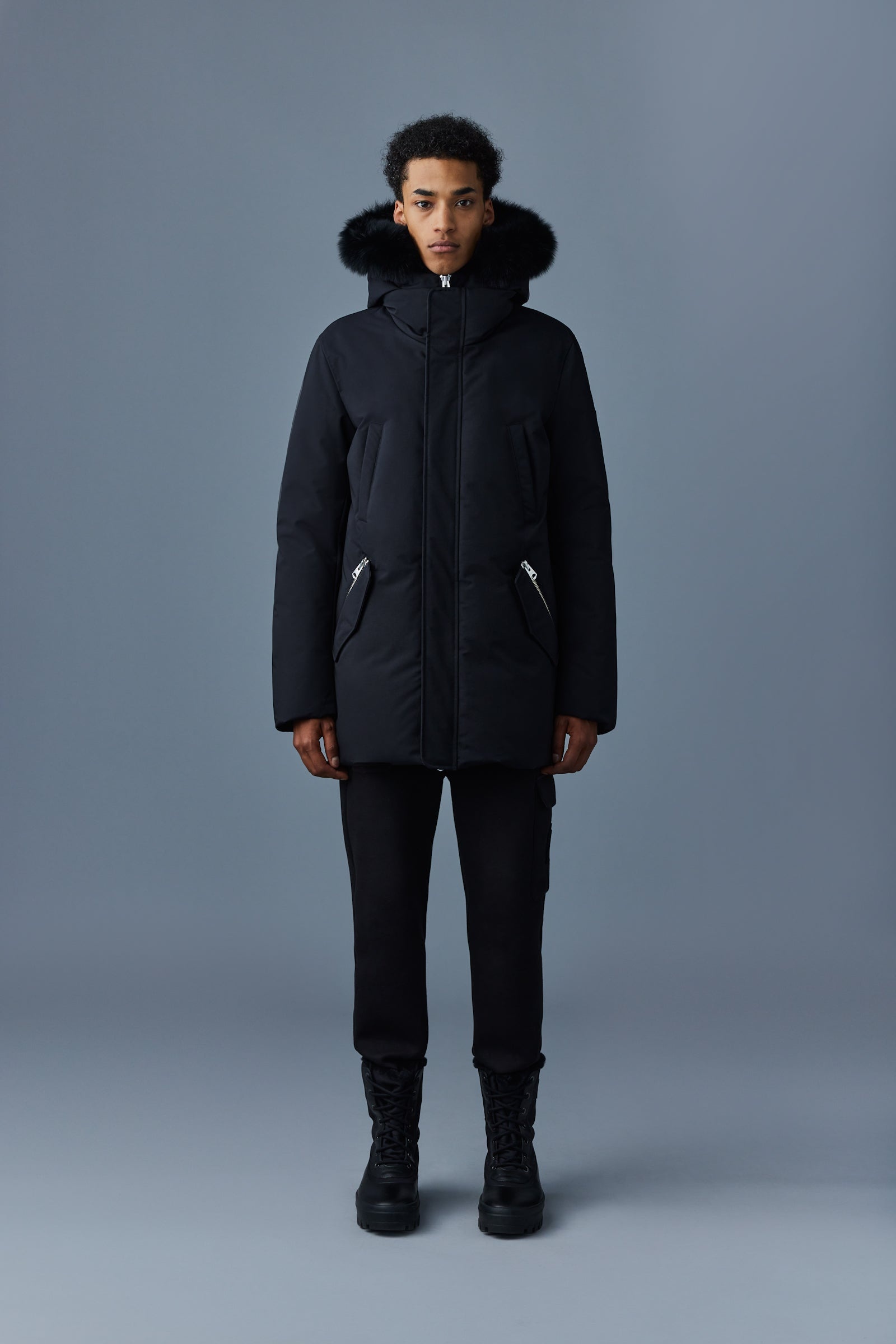 EDWARD 2-in-1 down parka with hooded bib and blue fox fur - 2