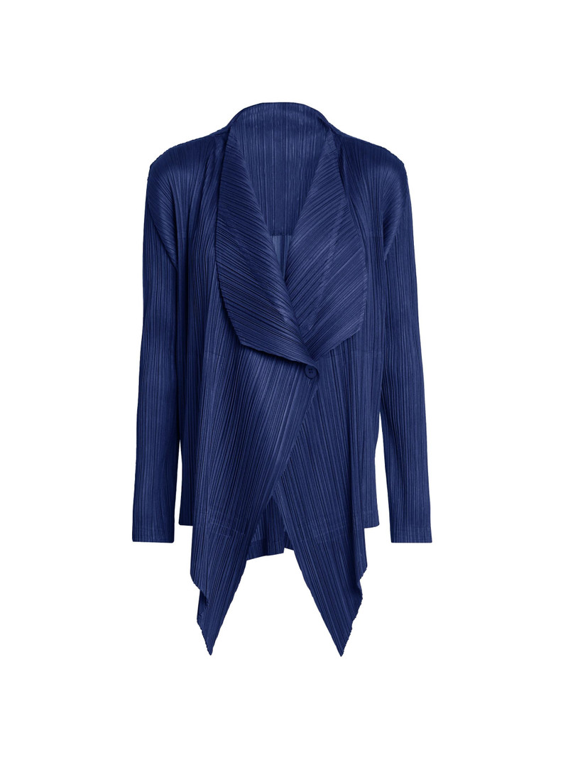 Women's Monthly Colors: January Plissé Drape Jacket - Dark Navy 1