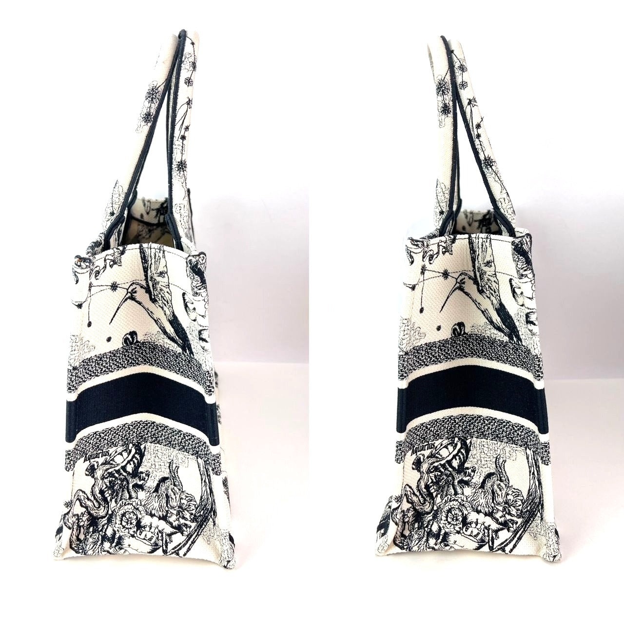 Christian Dior Book Embroidered Canvas Medium Stars and Signs Black Tote - 6