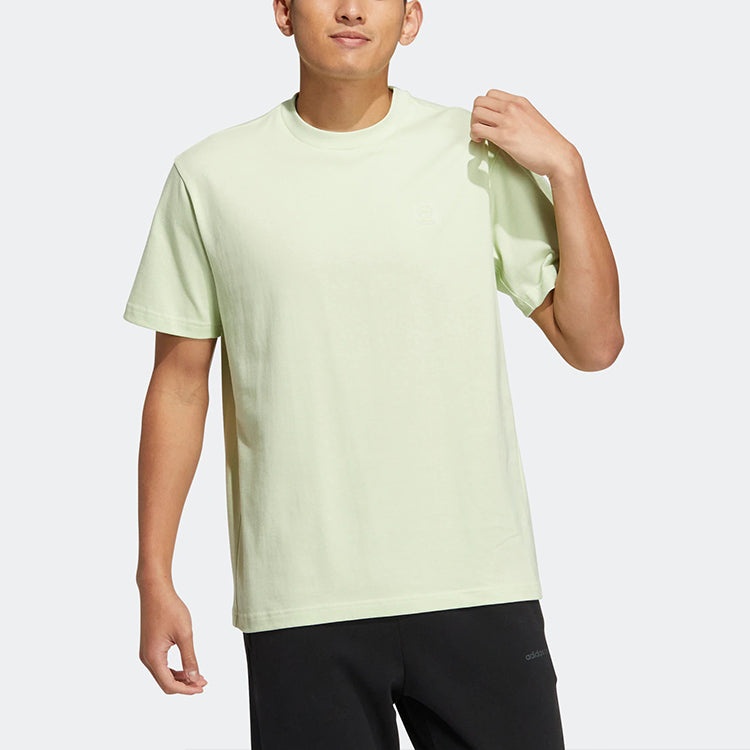 adidas neo Solid Color Round Neck Sports Short Sleeve Light Green T-Shirt HS6816 - 2