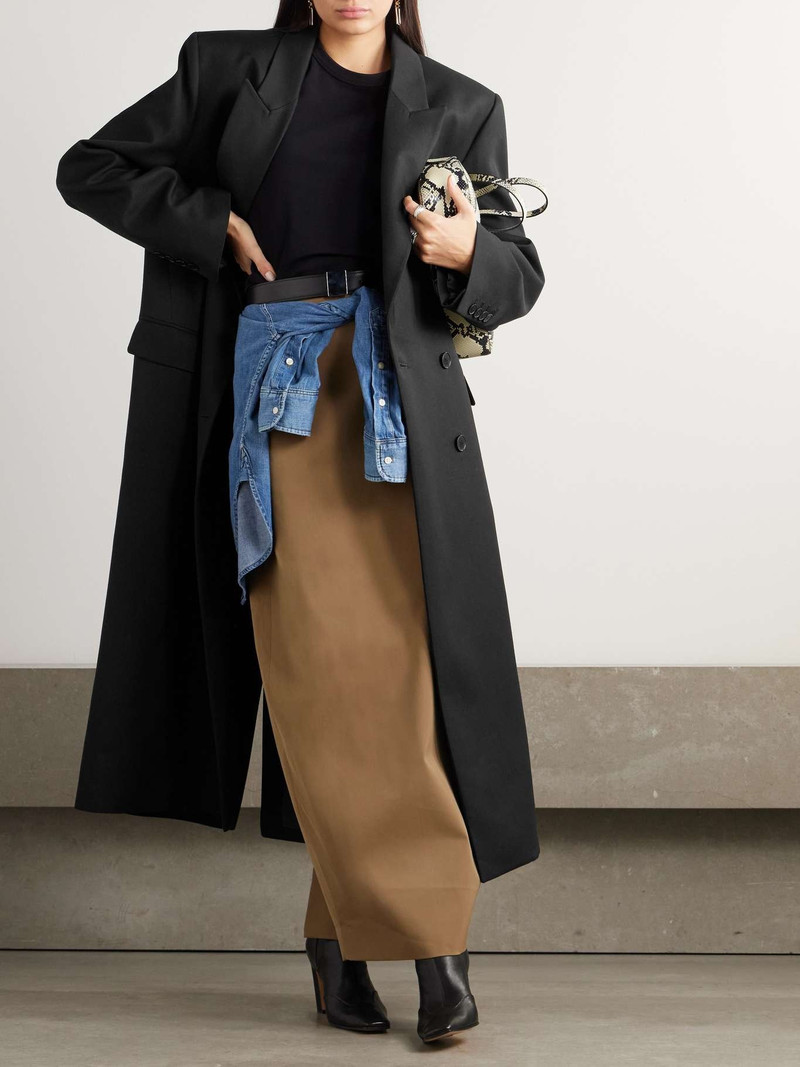 The Frankie Shop Jane oversized double-breasted twill coat outlook