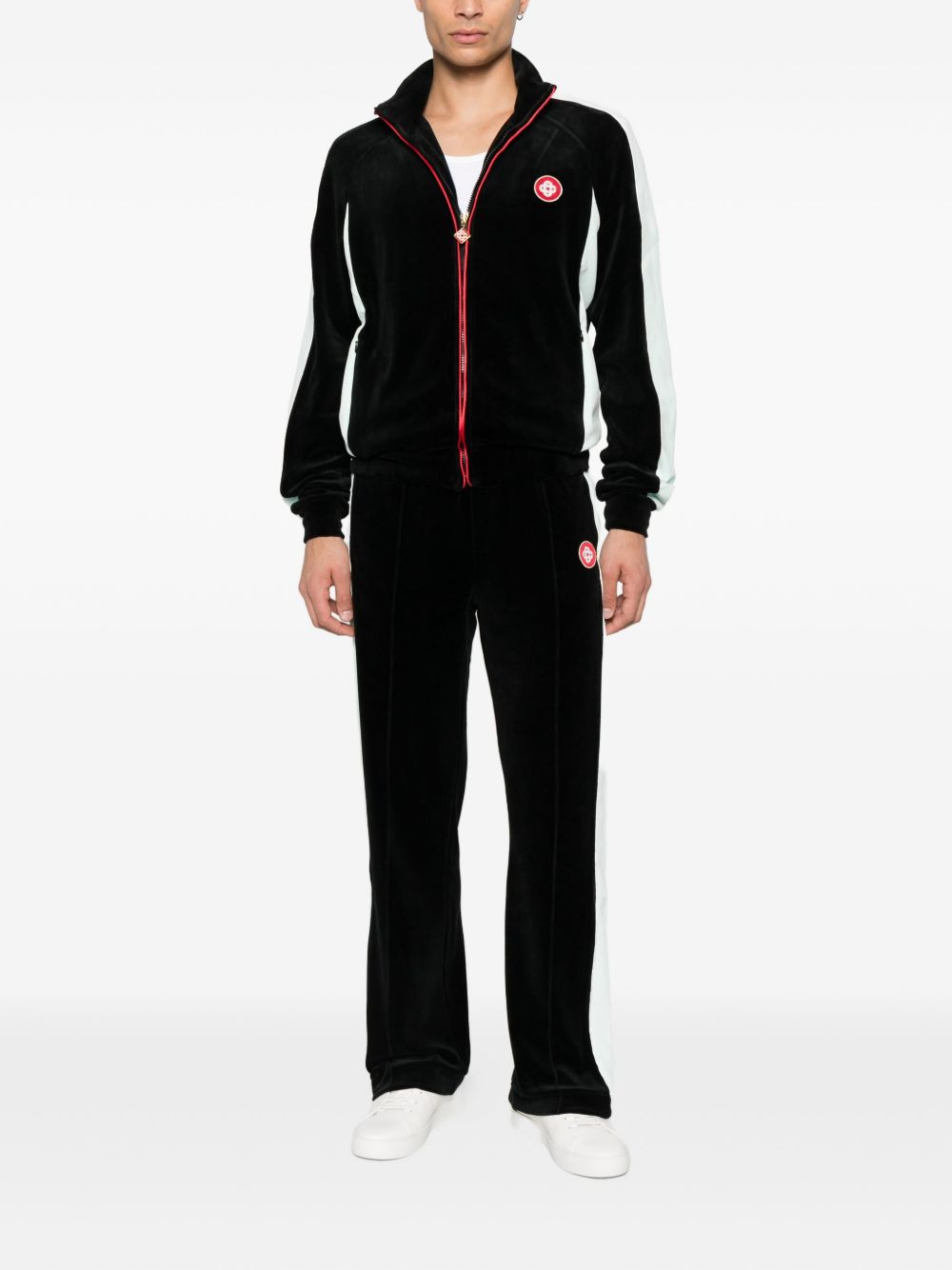 side-stripe velour trousers - 2
