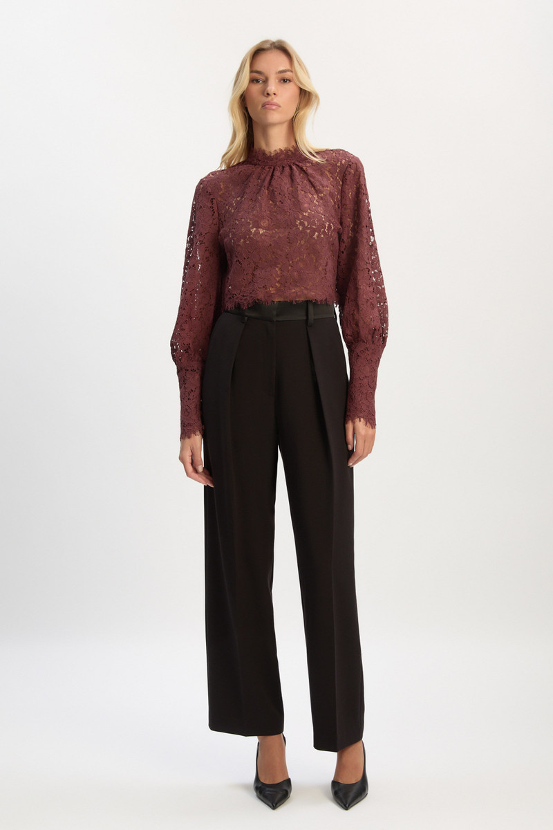 BARDOT Fia Satin High Rise Pant In Black outlook