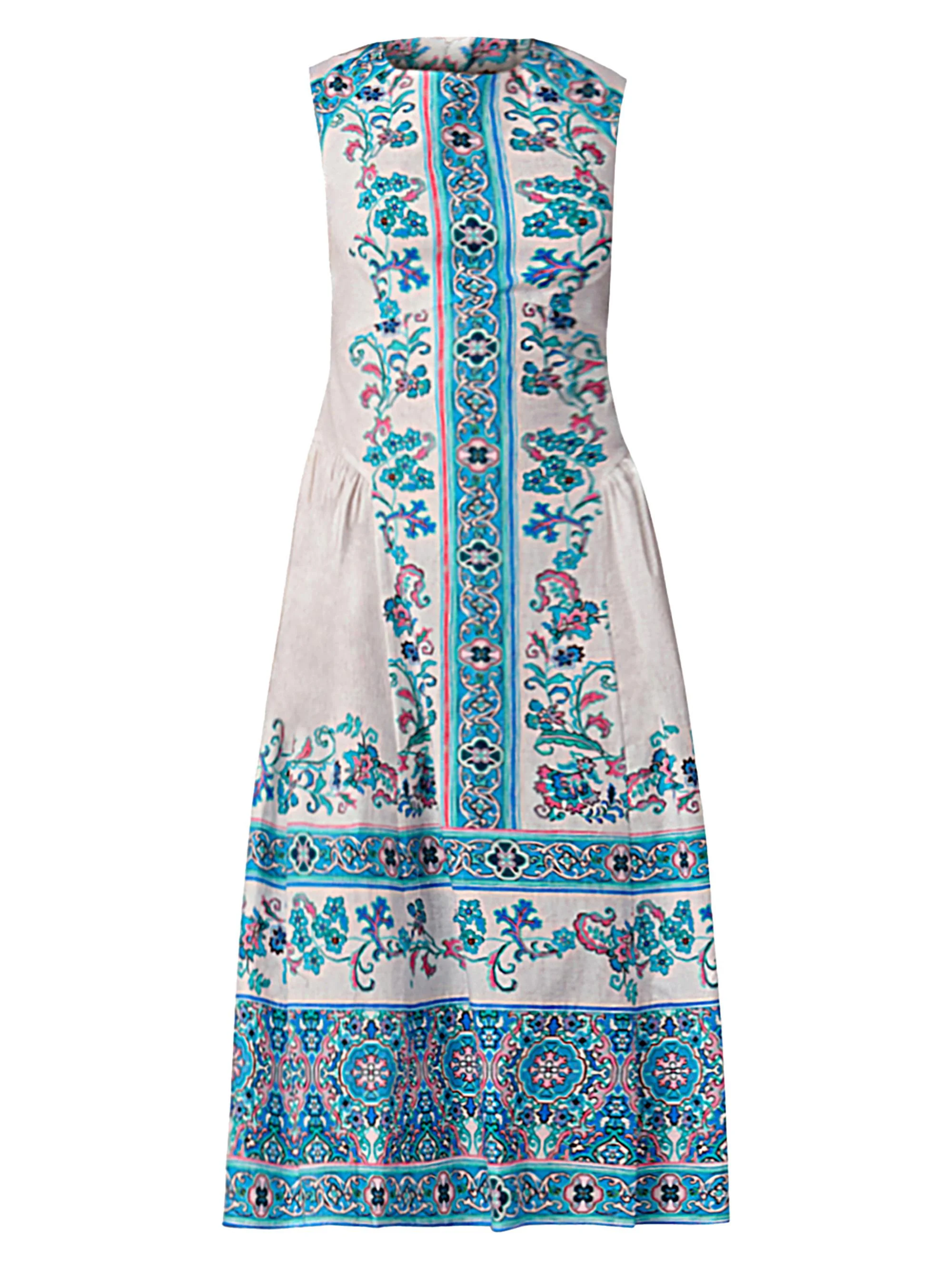Women's Adele Floral Stretch-Cotton Midi-Dress - Sky Blue Multi - 1