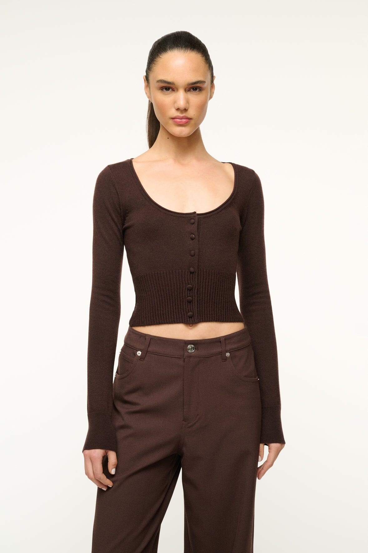 STAUD SABRINA SWEATER DARK CHOCOLATE - 3