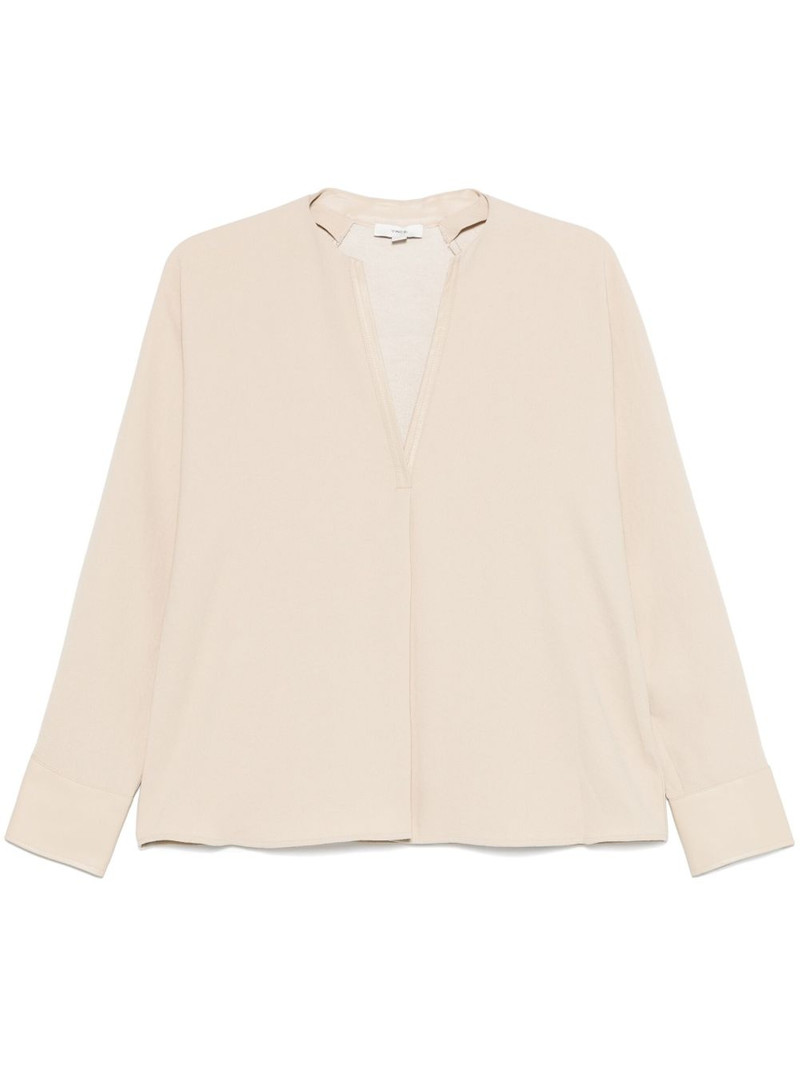 faux leather-trim blouse 1