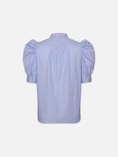 FRAME Ruched Puff Sleeve Shirt in Chambray Blue outlook