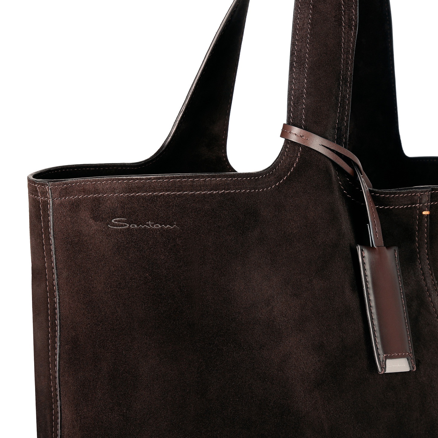 Dark brown suede shoulder bag - 3