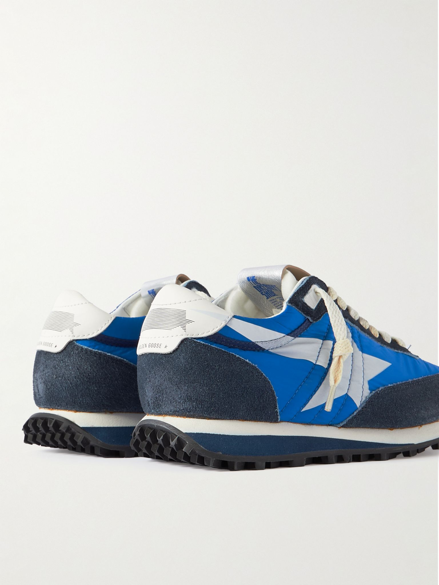 Marathon Leather and Suede-Trimmed Nylon Sneakers Blue - 5