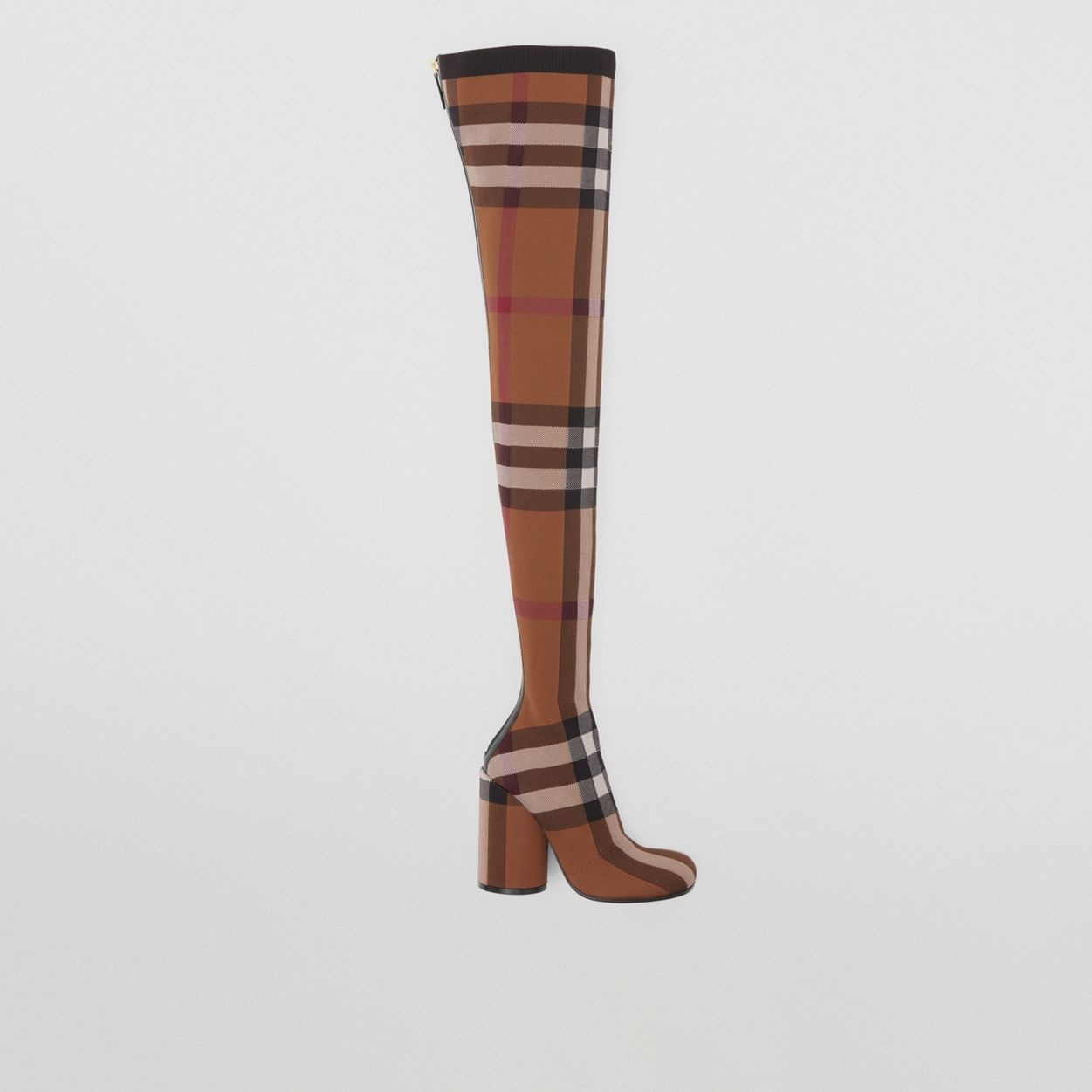 Knitted Check Over-the-knee Sock Boots - 6