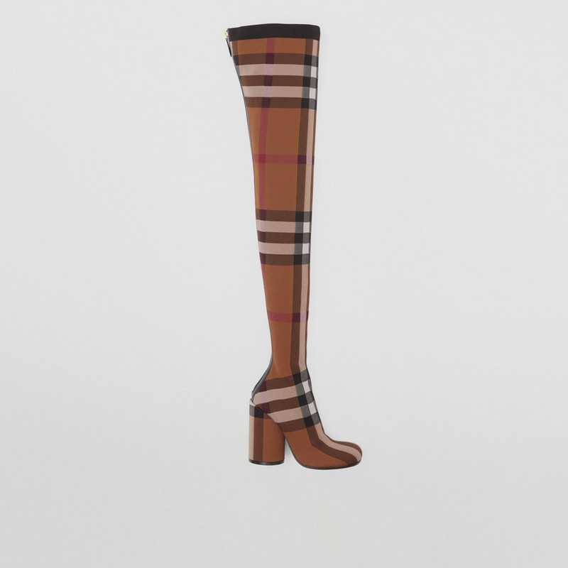 Knitted Check Over-the-knee Sock Boots 6