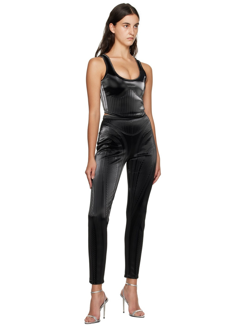 MUGLER Black Embossed Leggings outlook