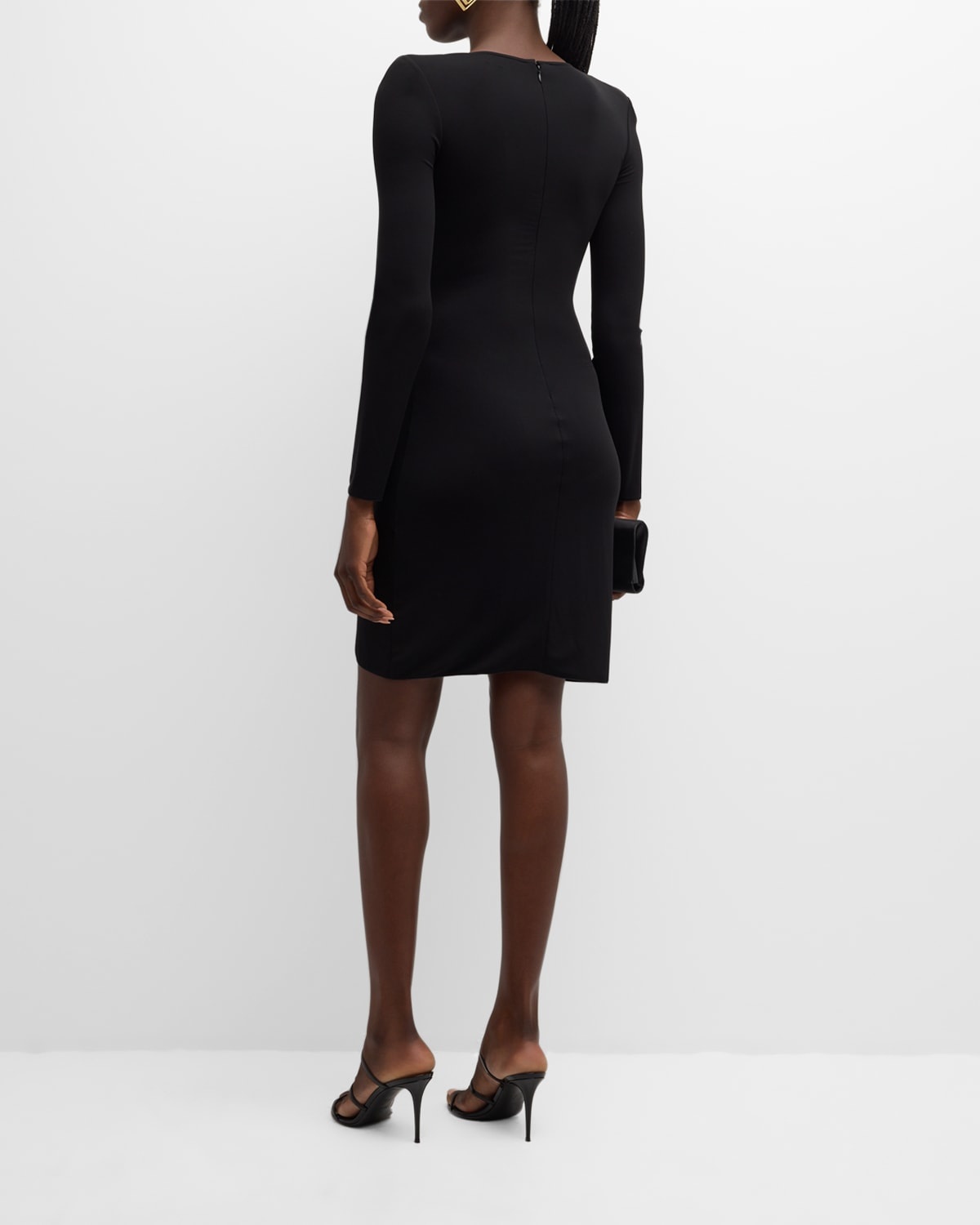 Ruched Faux-Wrap Jersey Mini Dress - 4