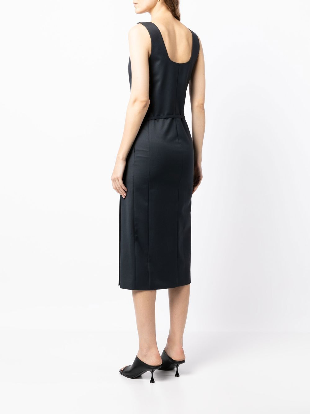 side-slit belted dress - 4