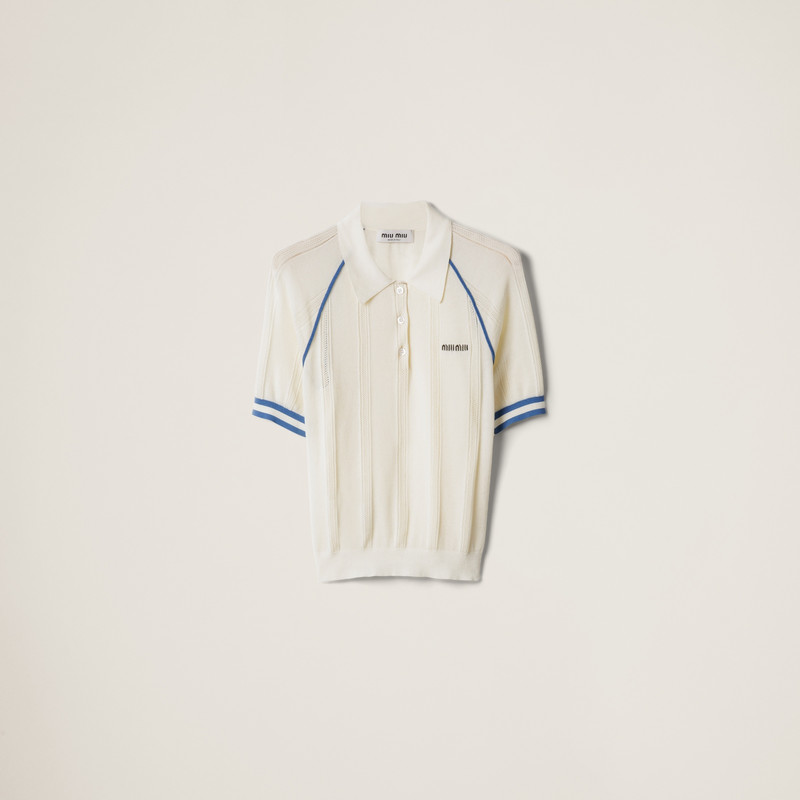 Cotton knit polo shirt 1