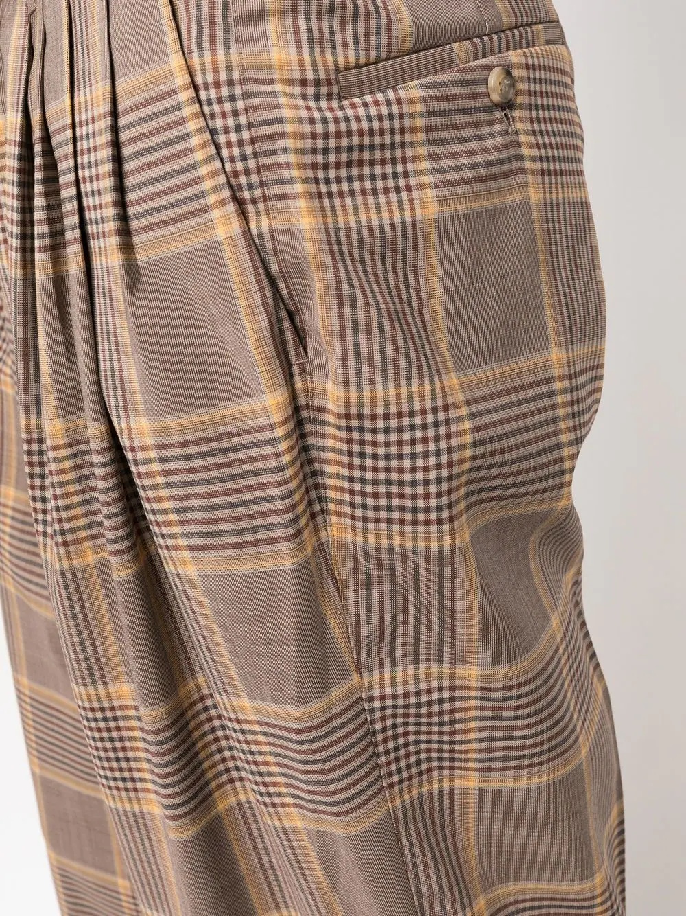 plaid-check pleat-detail trousers - 5