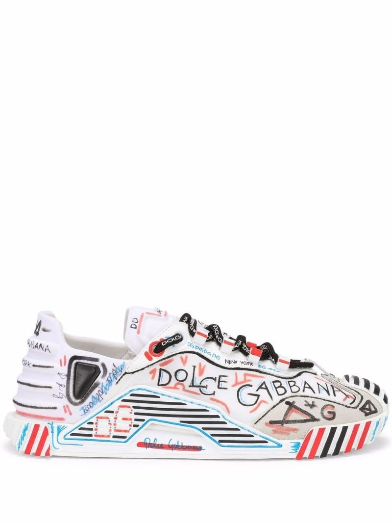 graffiti logo print sneakers - 1