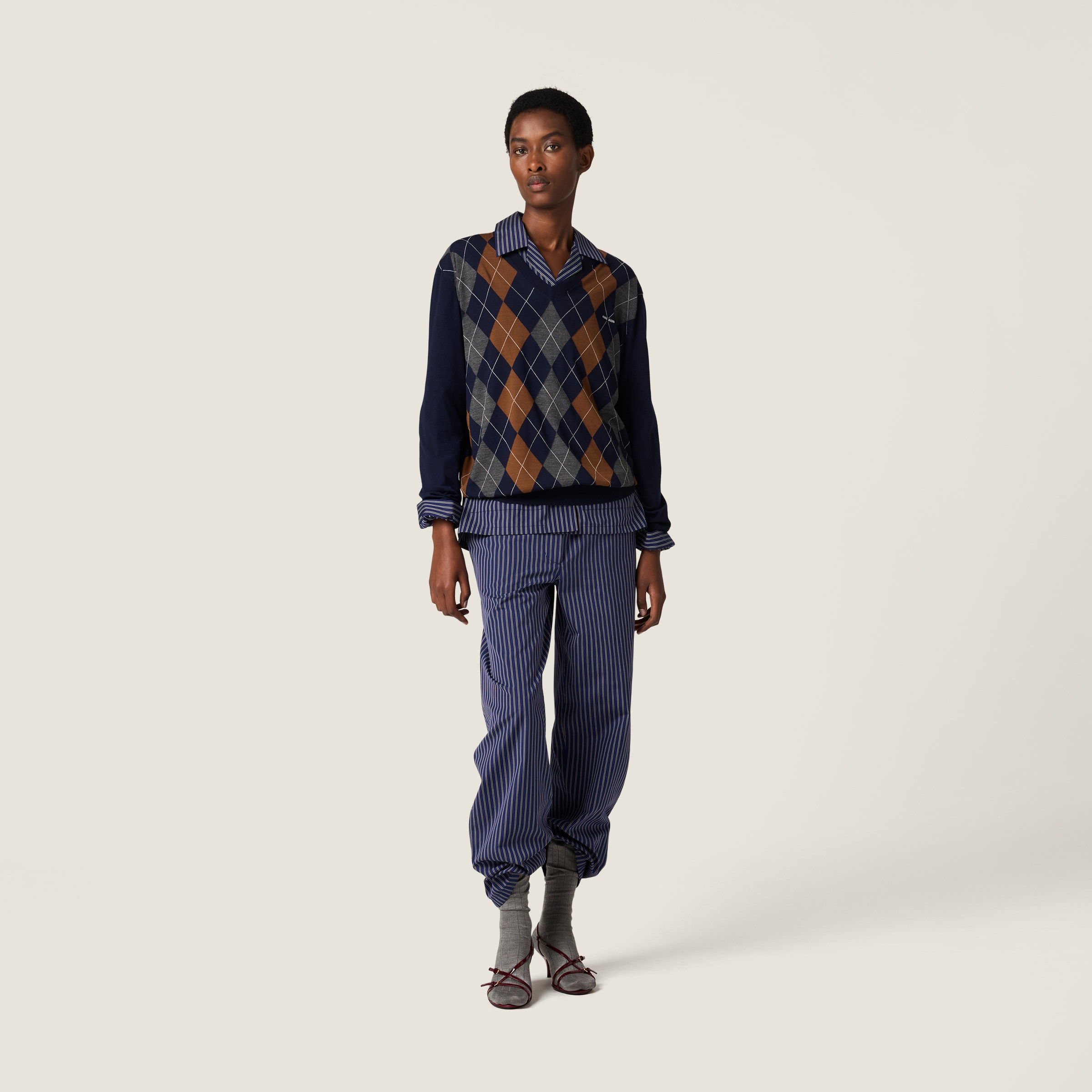 Jacquard stripe poplin pajama pants - 2