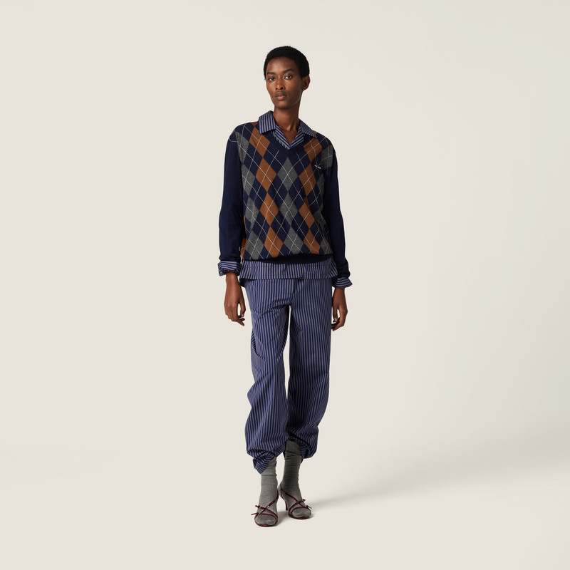 Miu Miu Jacquard stripe poplin pajama pants outlook