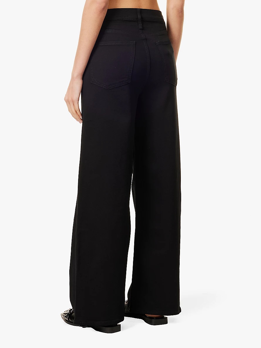 Flexi Sofie brand-embroidery wide-leg high-rise stretch-woven-blend jeans - 4