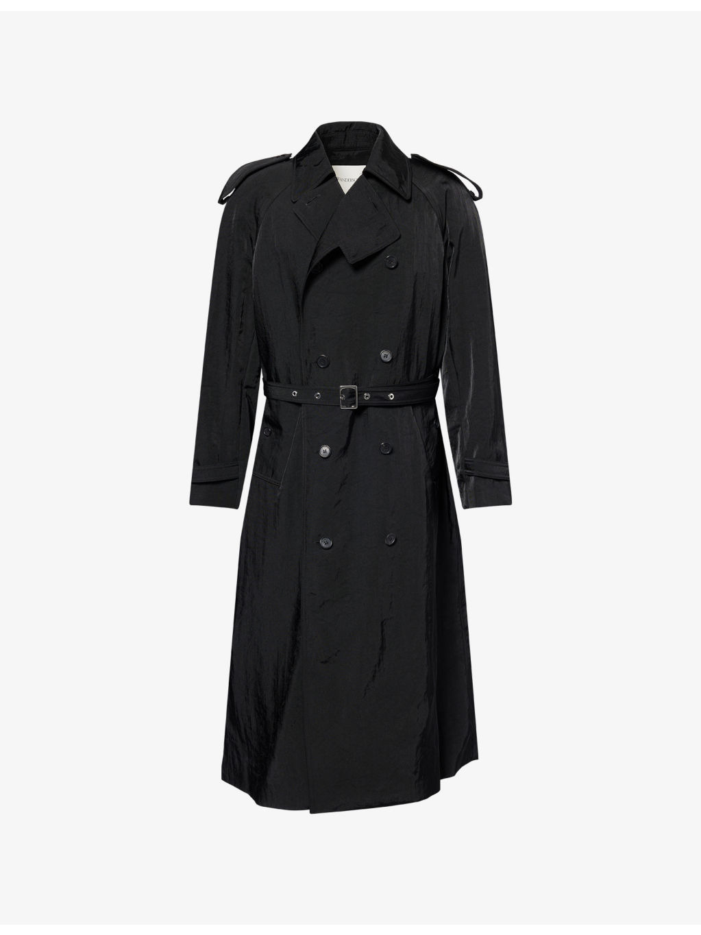 Double-Breasted Belted Woven Trench Coat - 1