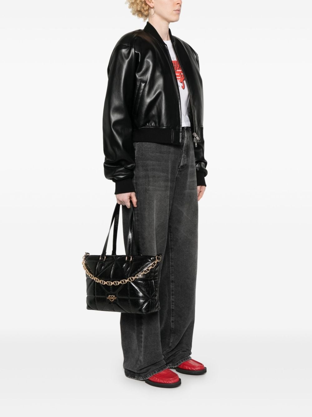 logo-lettering quilted tote bag - 2